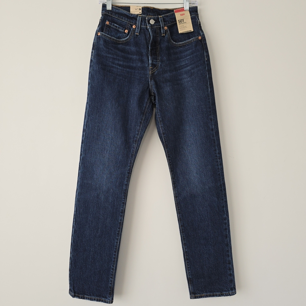 Levi's 501 Original High Rise Jeans 26x32 Dark Wash NWT